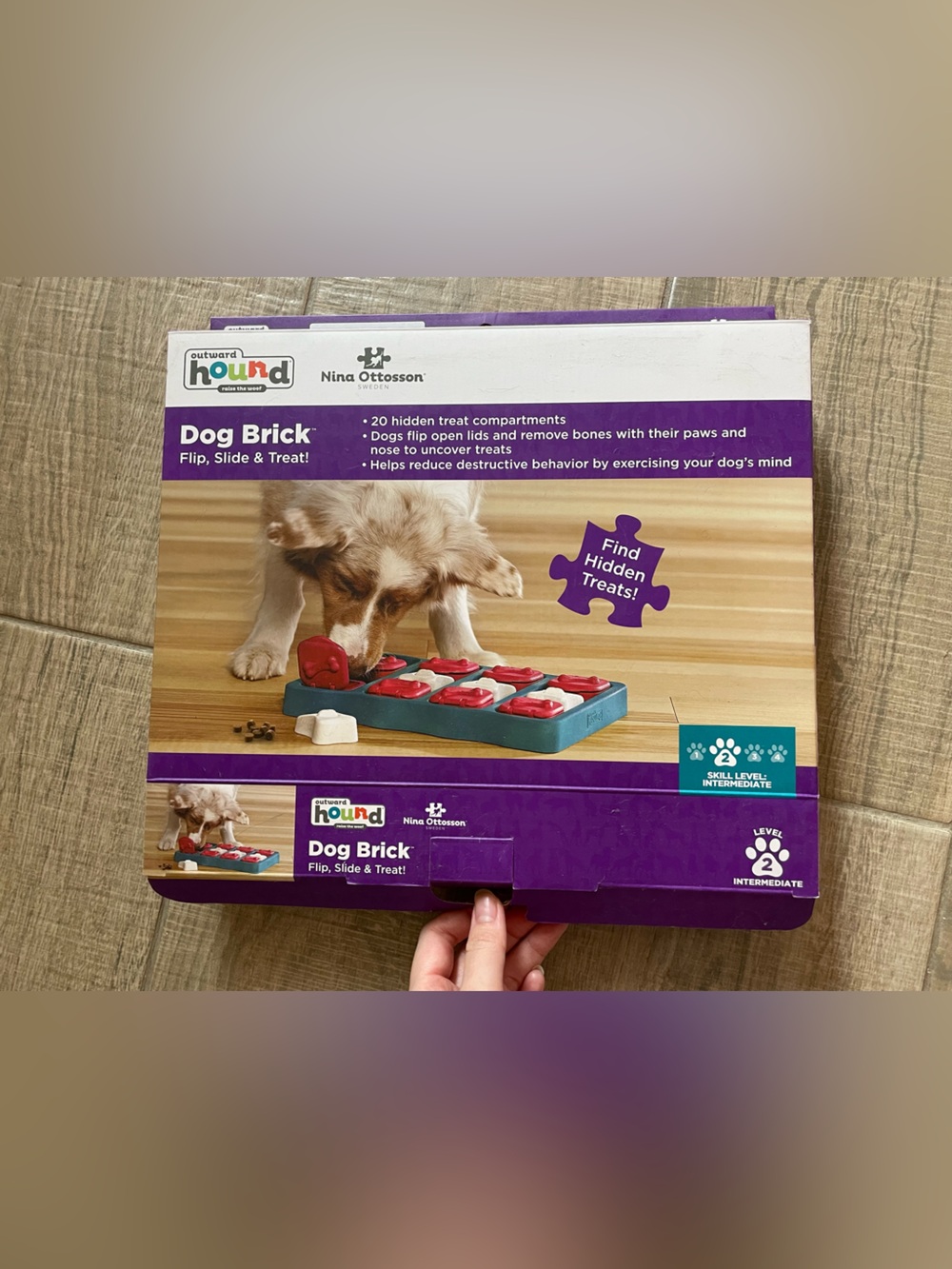 Outward Hound Dog Brick Puzzle Toy - Teal Base with Red Sliders